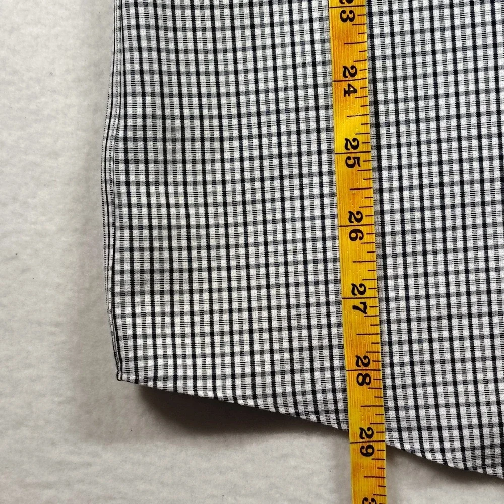Brooks Brothers 1818 Mens 17.5 32/33 Regular Fit Non-Iron Check Dress Shirt Navy